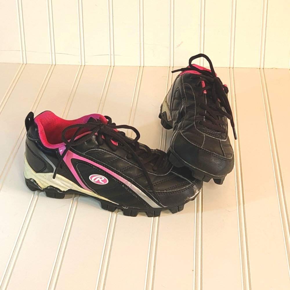 Rawlings Cleats Black & Pink Kids size 2